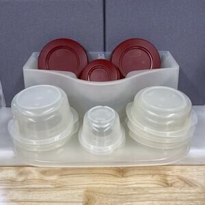 Vtg Rubbermaid Bowl Lid Organizer Insert Holder Plastic & Bowls Discontinued